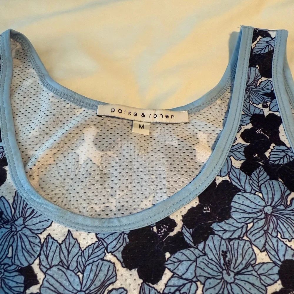 Parke and Roman Floral Blue and Black Tank Top - Picture 2 of 4